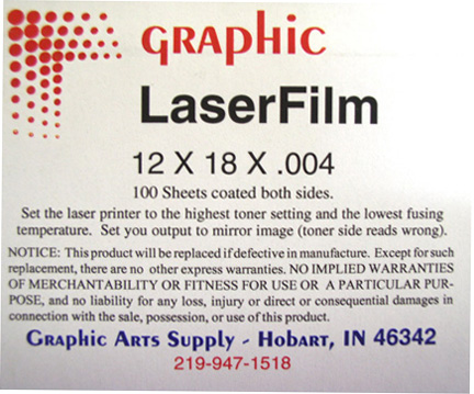 (image for) LF8218 Standard S4 Matte Laser Film 12" X 18" .004 100/box